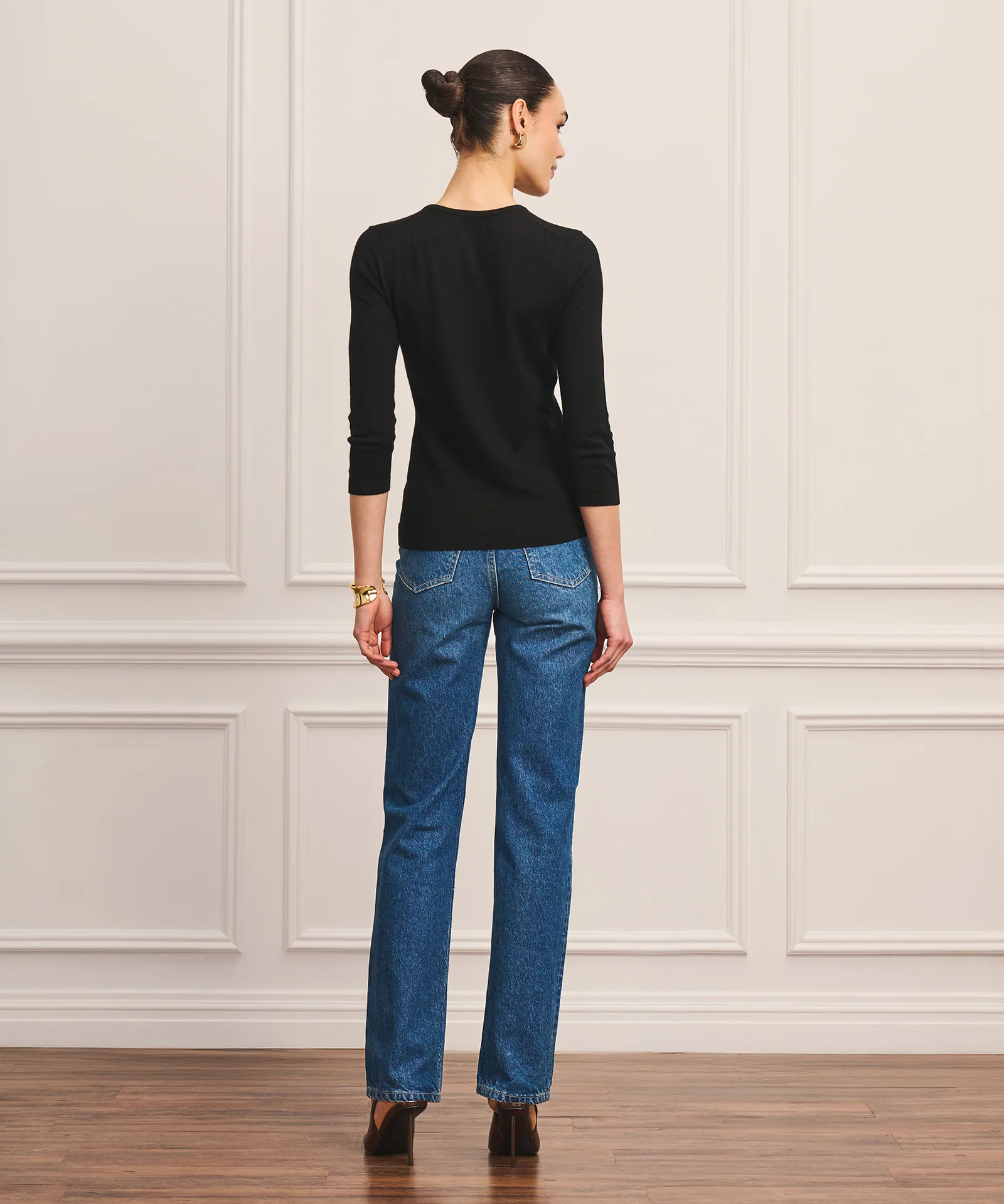 Super Fine Cashmere Three-Quarter Sleeve Crewneck Sweater - Image 6