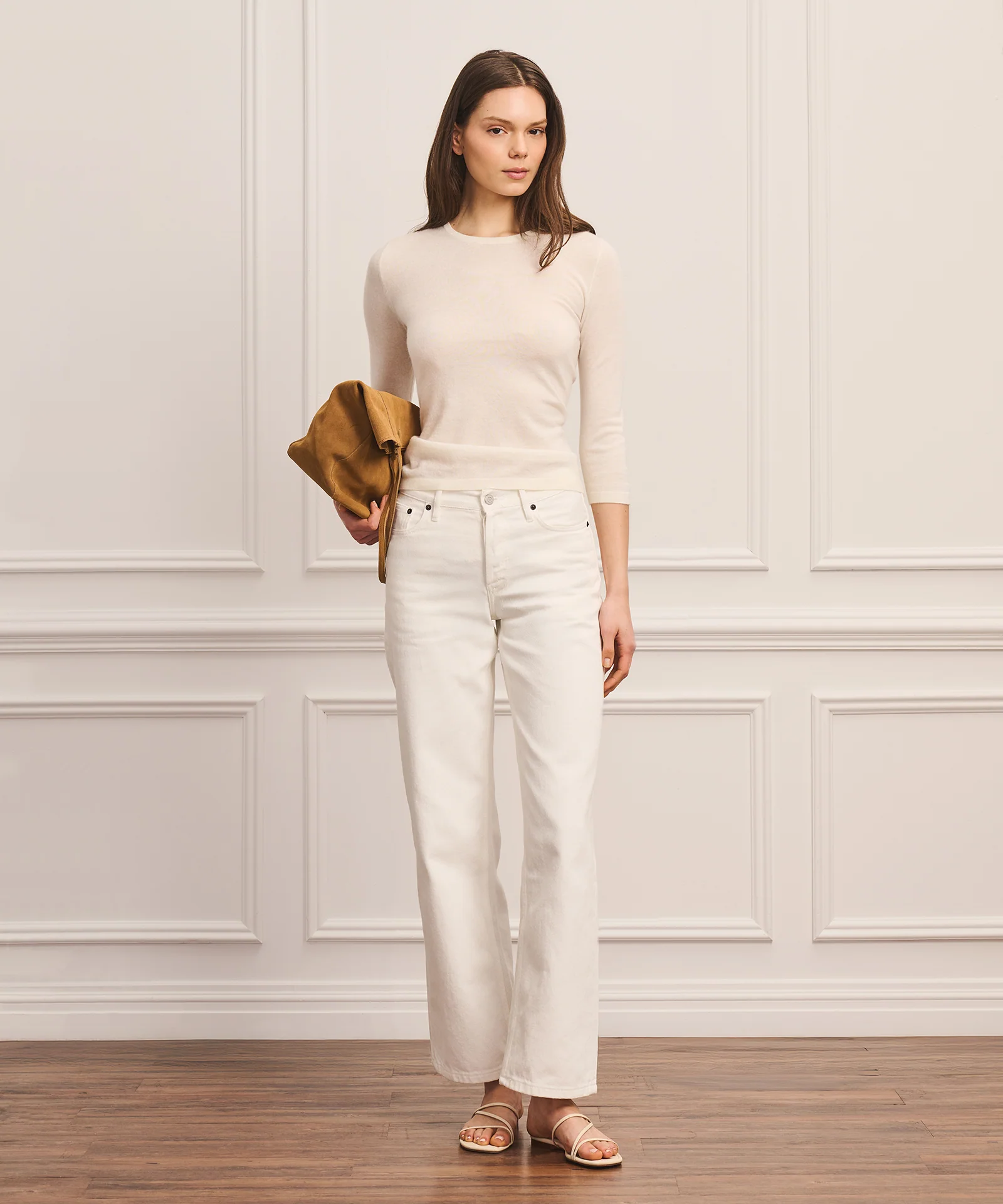 Super Fine Cashmere Three-Quarter Sleeve Crewneck Sweater - Image 7