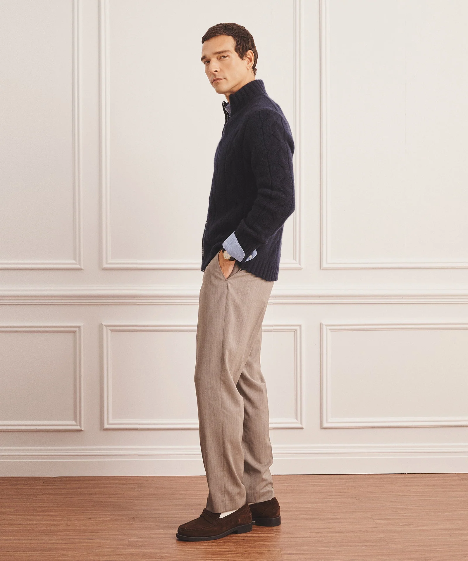 Super Luxe Cashmere Cable Full Zip Sweater - Image 10