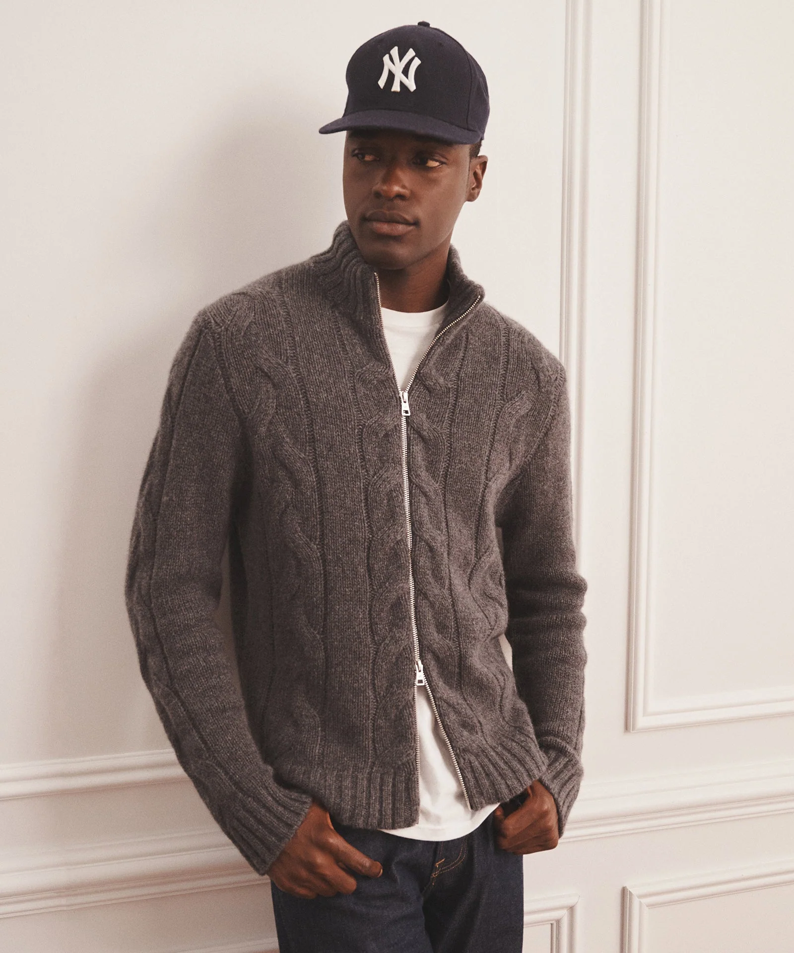 Super Luxe Cashmere Cable Full Zip Sweater - Image 4