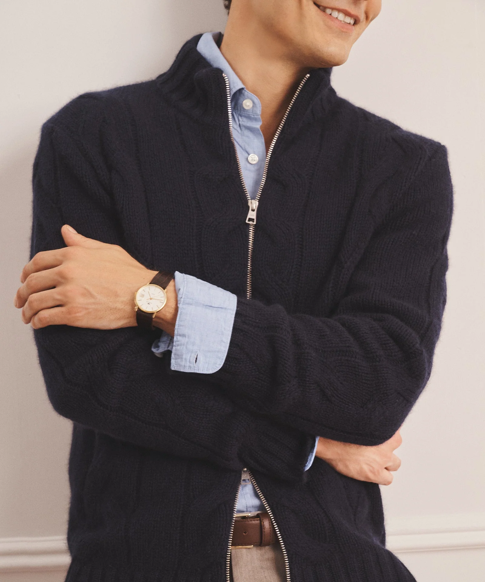 Super Luxe Cashmere Cable Full Zip Sweater - Image 8