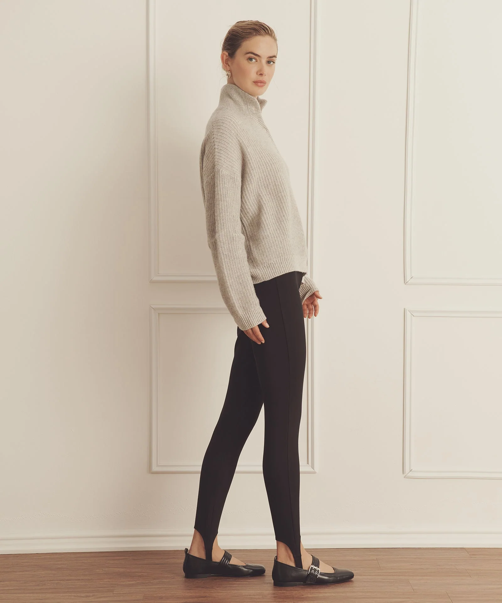 Super Luxe Cashmere Color Plaited High Neck Henley - Image 12