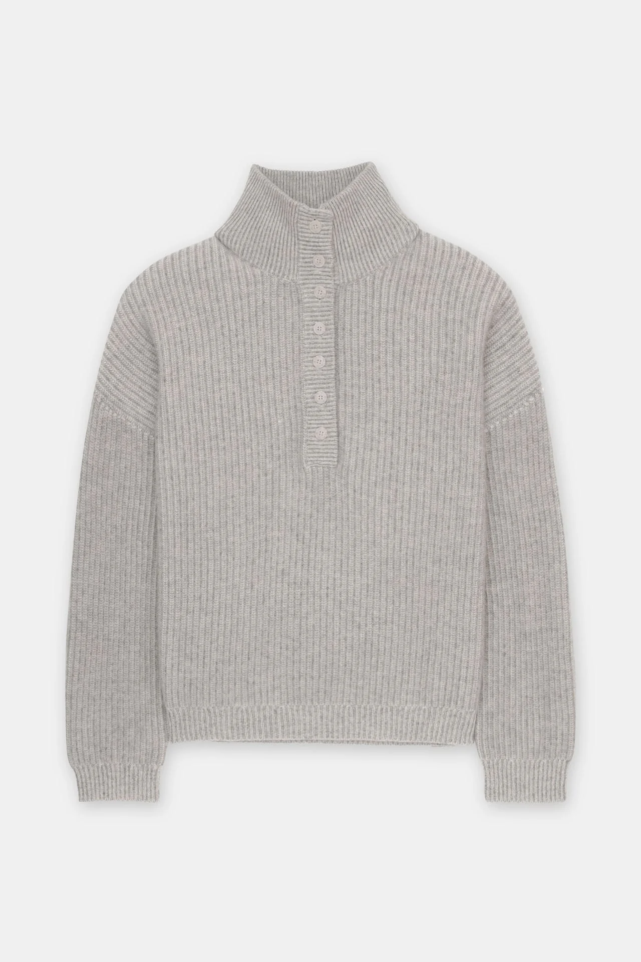 Super Luxe Cashmere Color Plaited High Neck Henley - Image 15