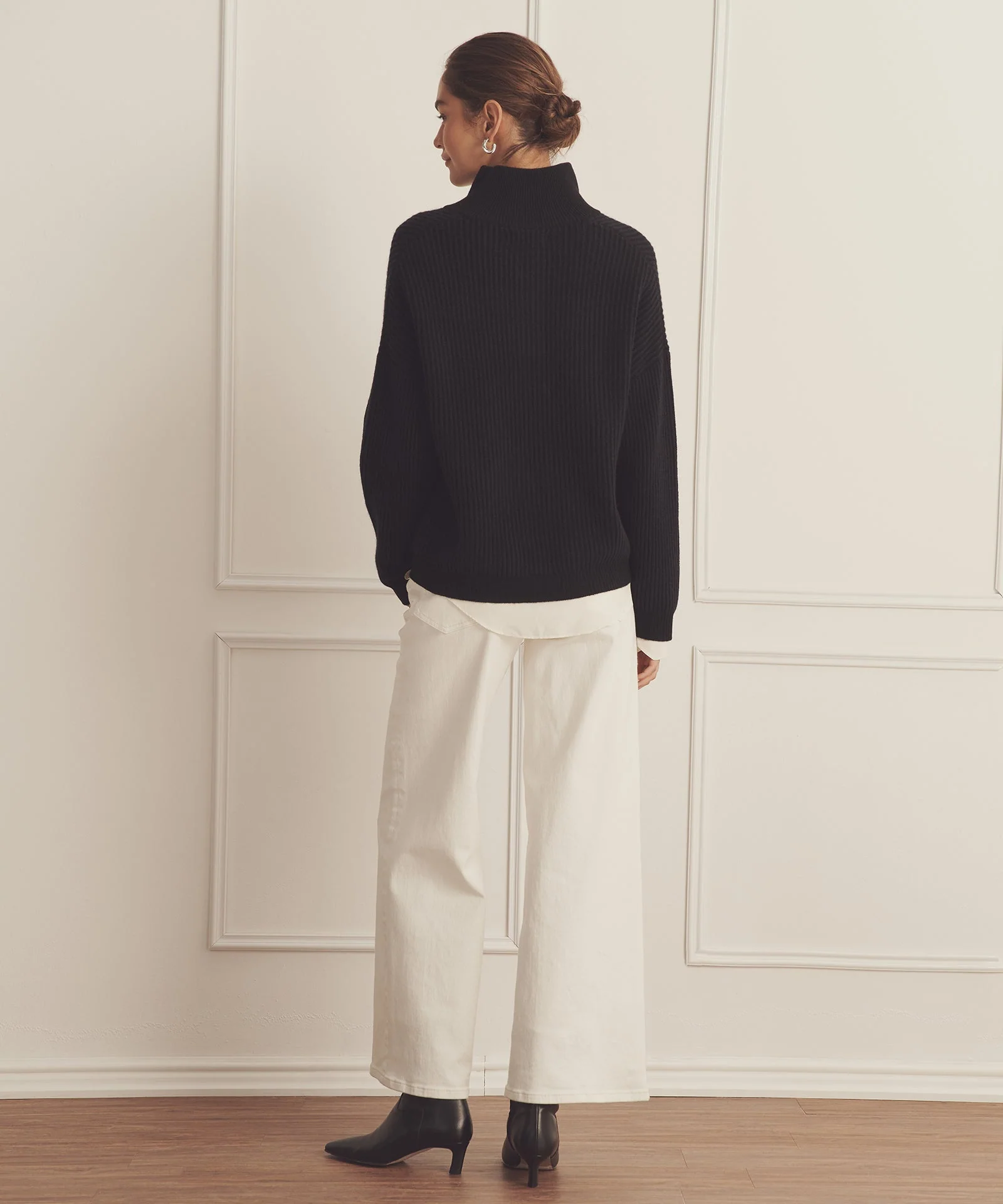 Super Luxe Cashmere Color Plaited High Neck Henley - Image 7