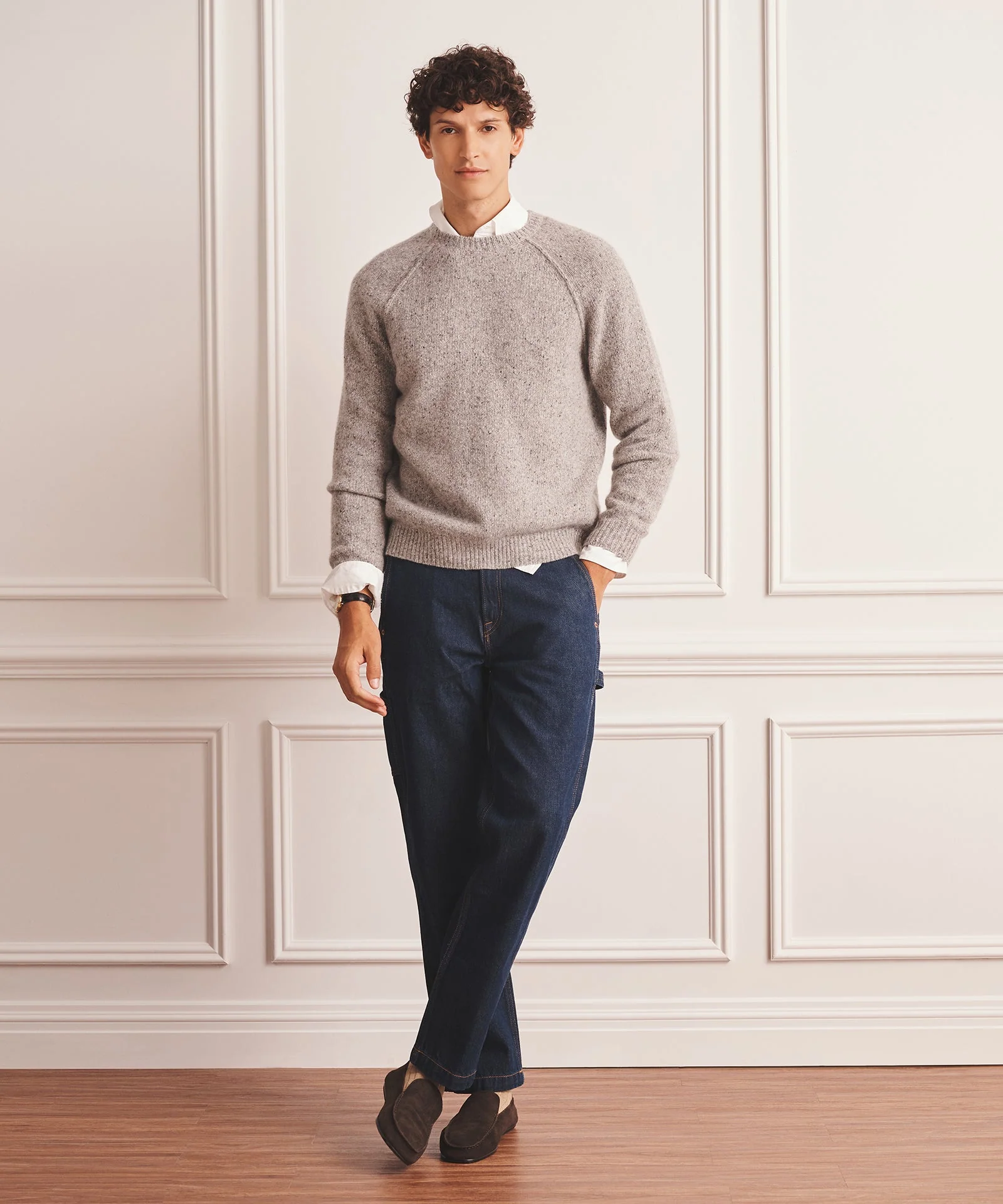 Super Luxe Cashmere Donegal Crewneck Sweater - Image 3