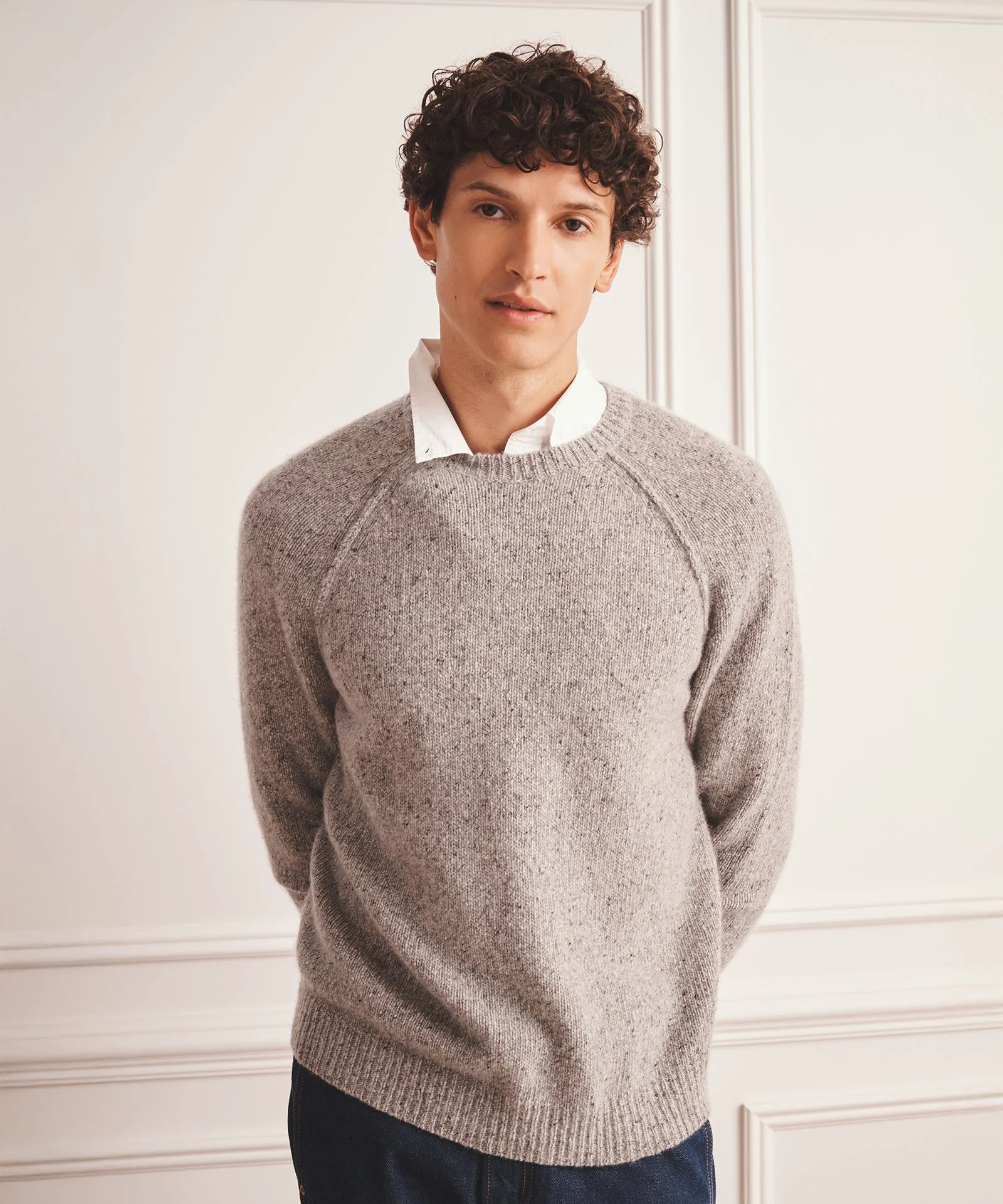 Super Luxe Cashmere Donegal Crewneck Sweater - Image 4