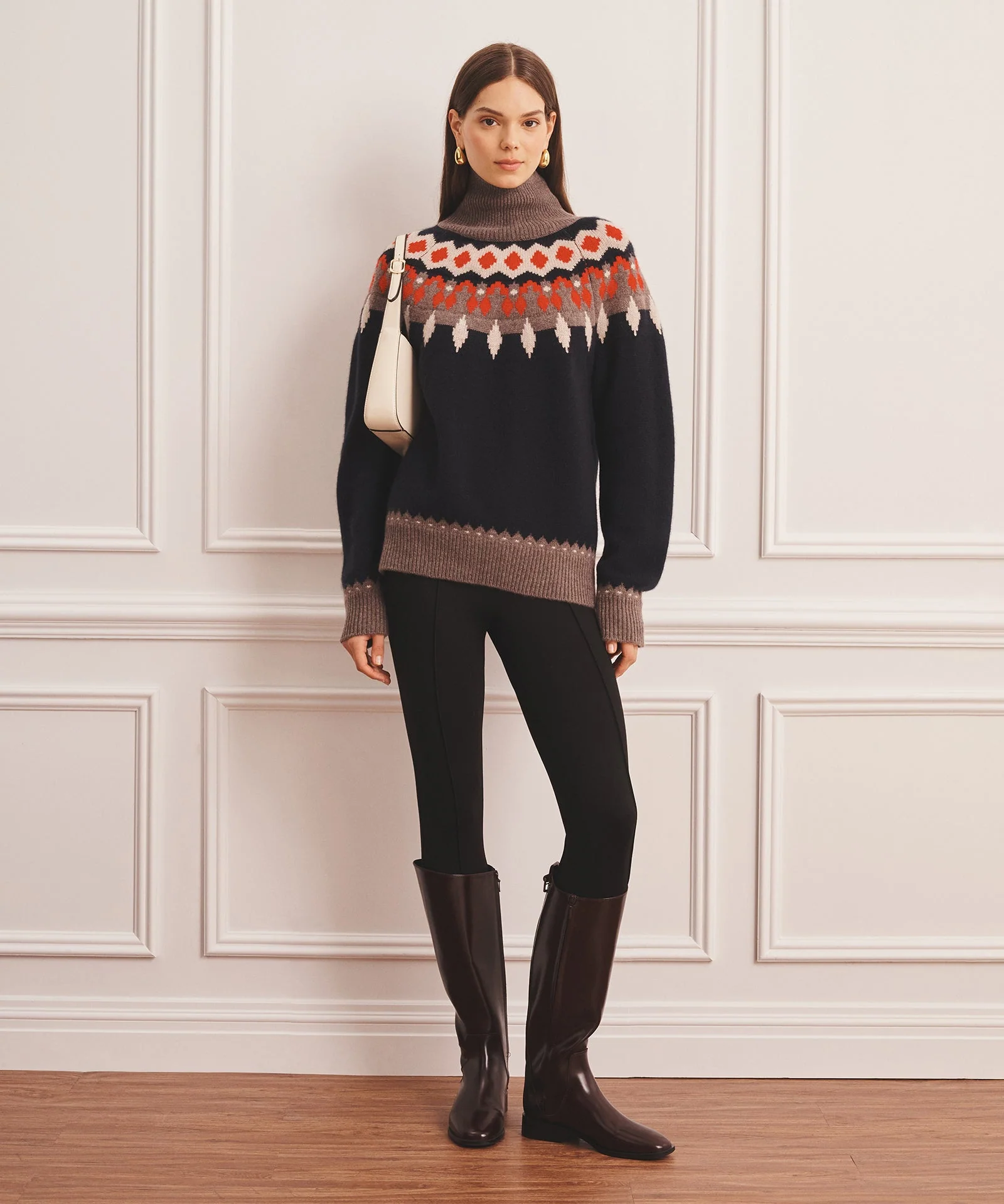 Super Luxe Cashmere Fair Isle Turtleneck Sweater - Image 3