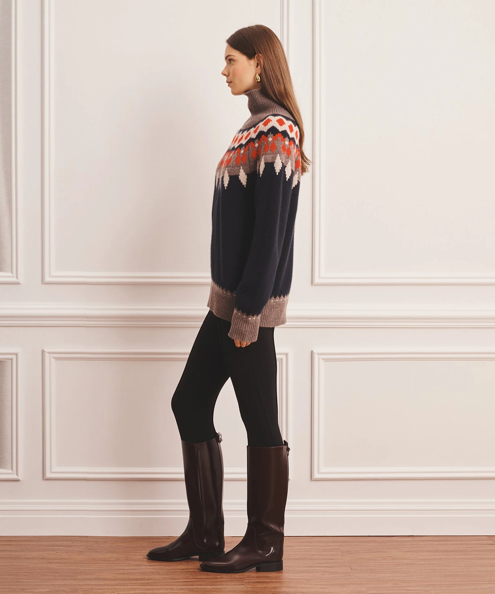 Super Luxe Cashmere Fair Isle Turtleneck Sweater - Image 4
