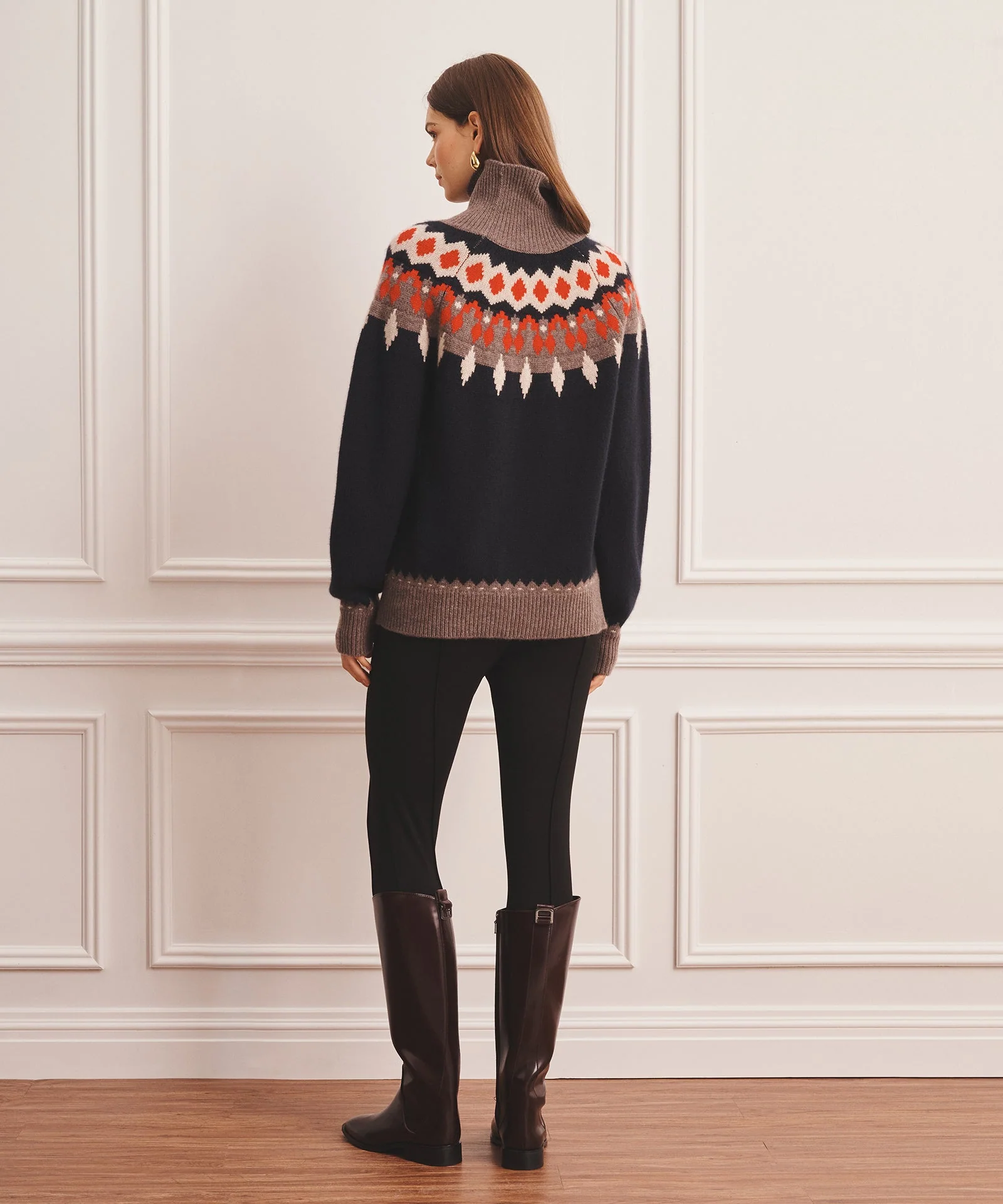 Super Luxe Cashmere Fair Isle Turtleneck Sweater - Image 5