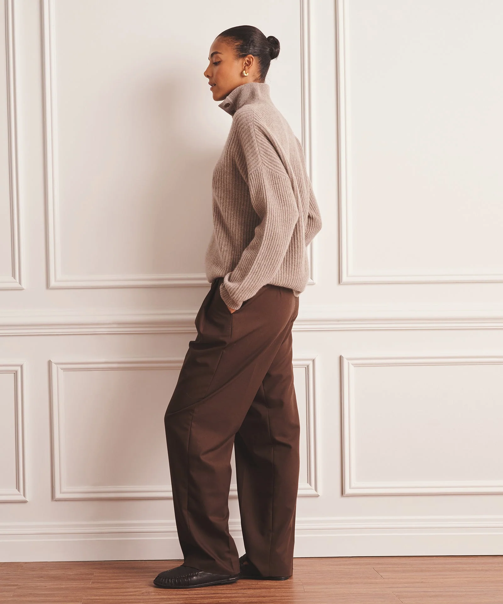 Luxe Cashmere High Neck Henley Sweater - Image 12