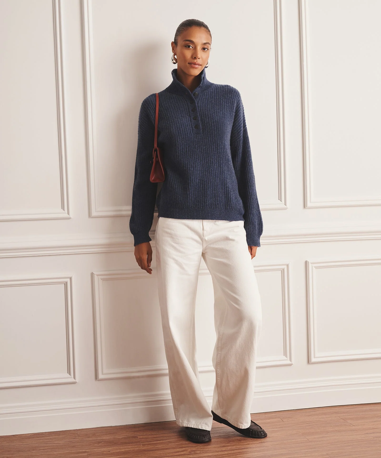 Luxe Cashmere High Neck Henley Sweater - Image 18