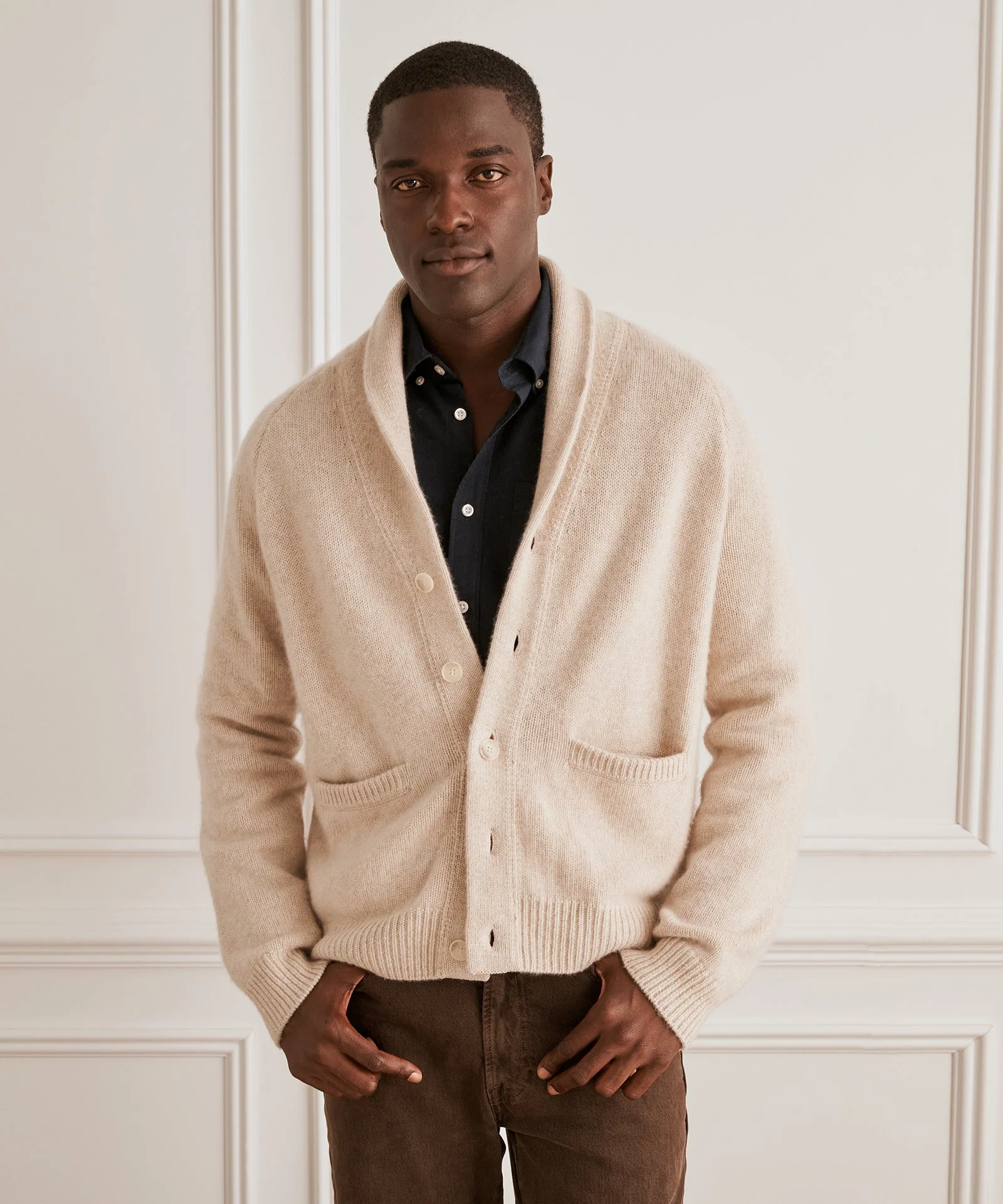 Super Luxe Cashmere Shawl Collared Cardigan - Image 3