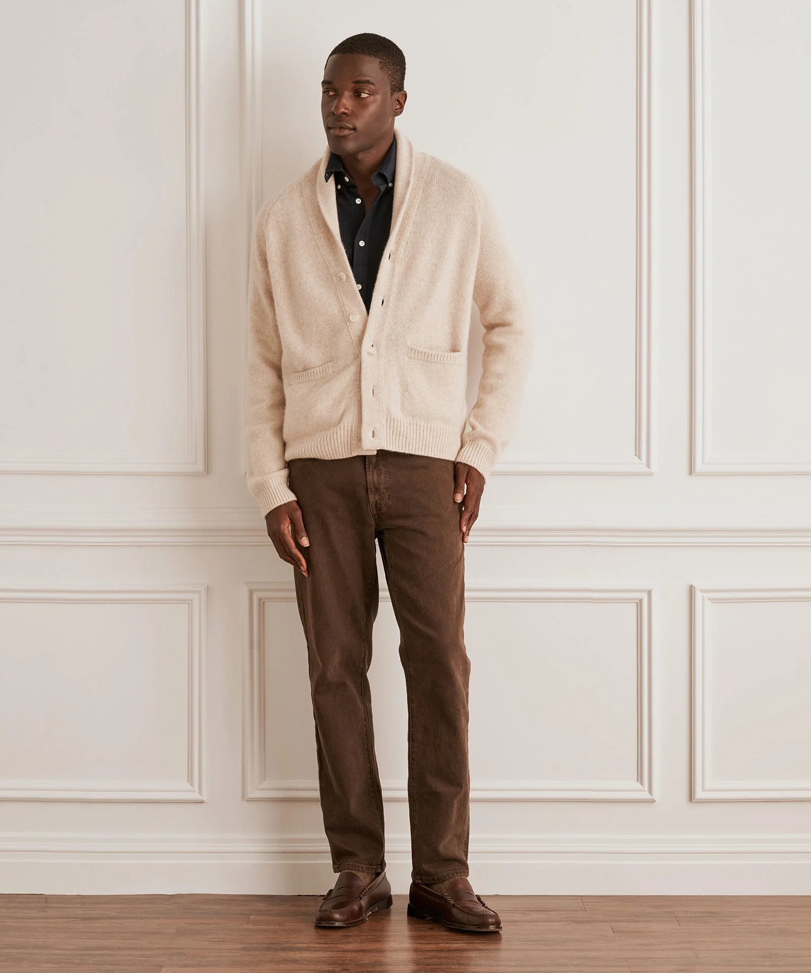 Super Luxe Cashmere Shawl Collared Cardigan - Image 4