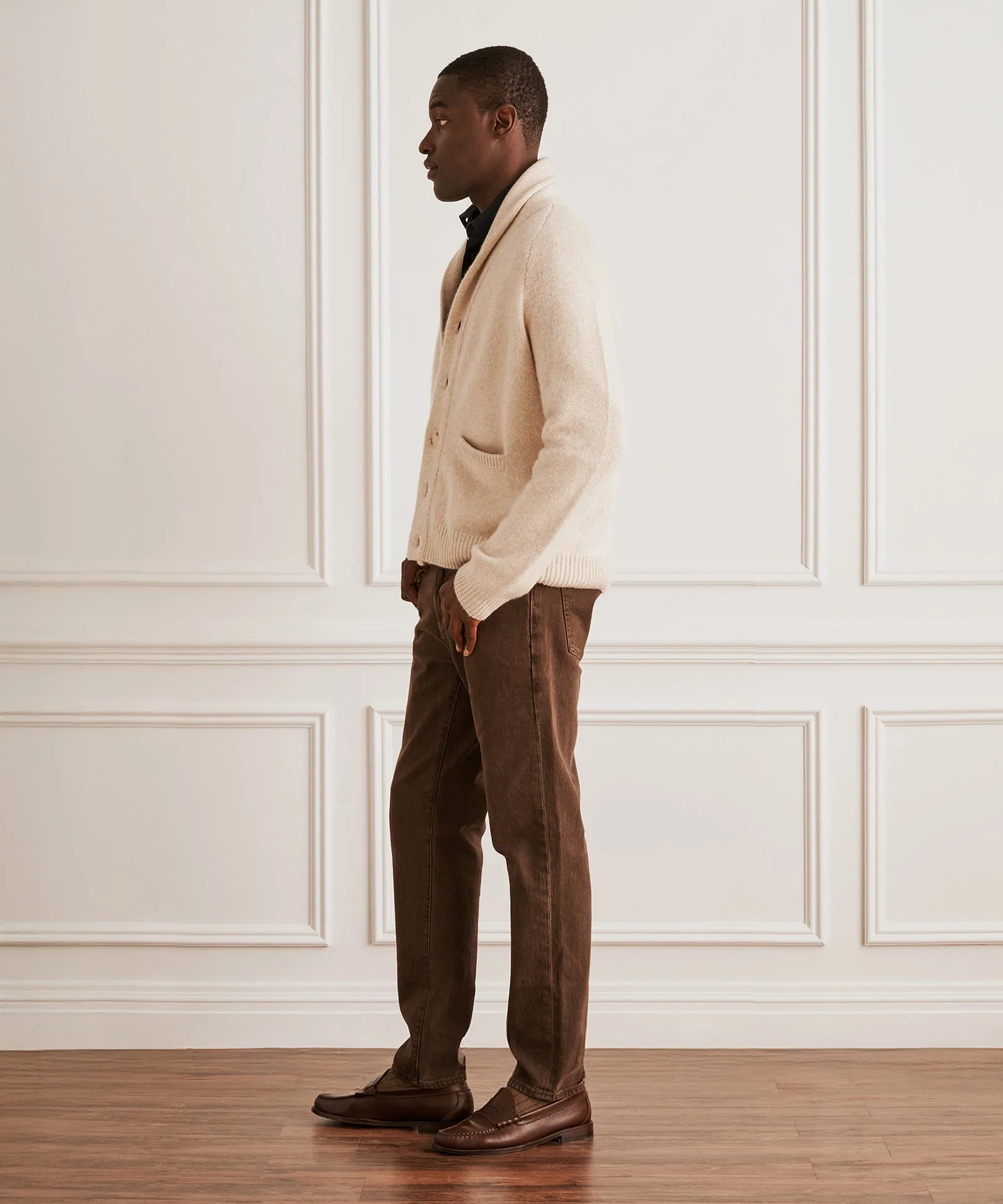 Super Luxe Cashmere Shawl Collared Cardigan - Image 5