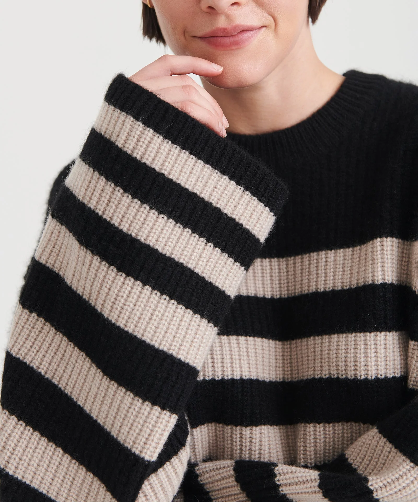 Super Luxe Cashmere Striped Crewneck - Image 5