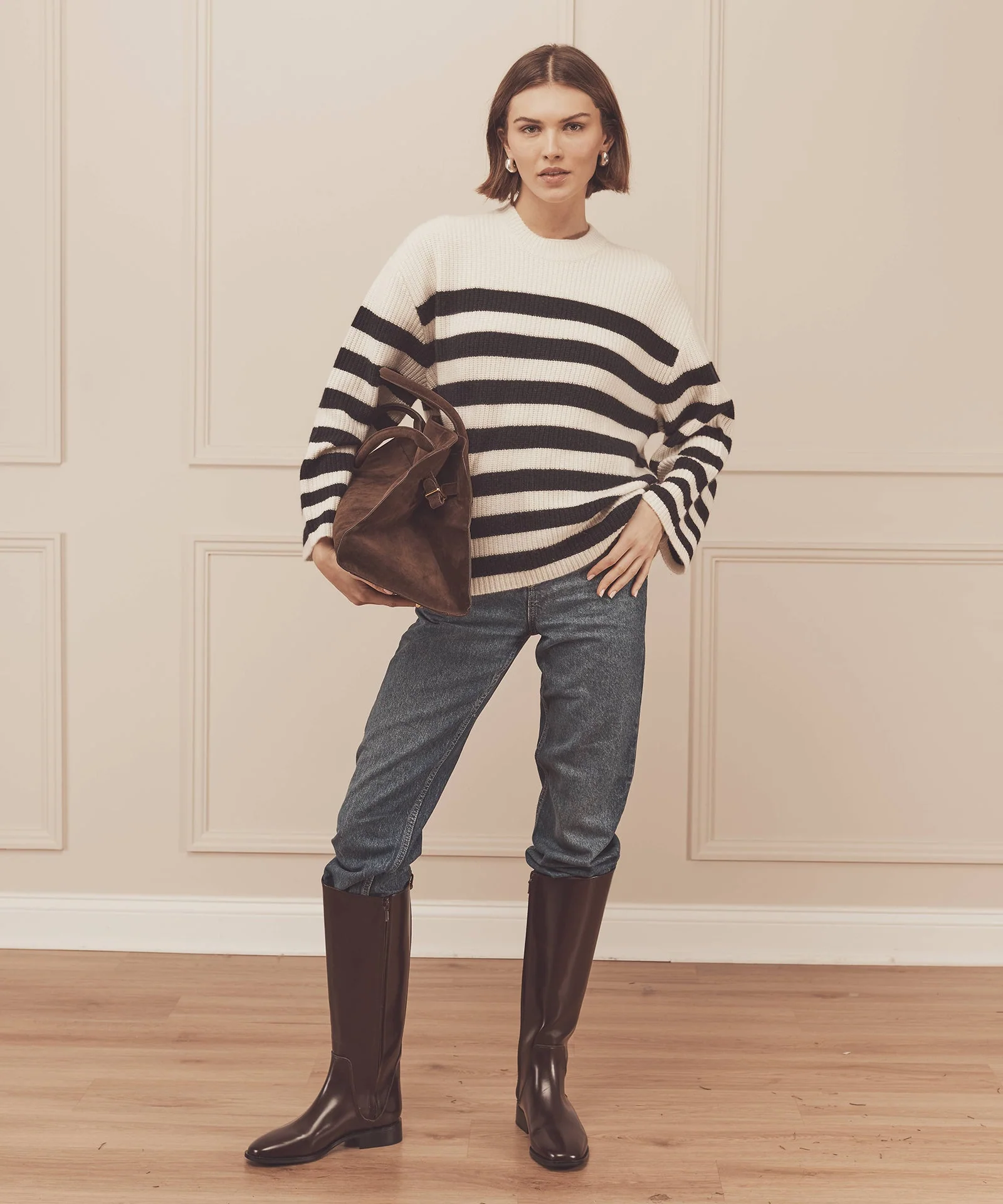 Super Luxe Cashmere Striped Crewneck - Image 8