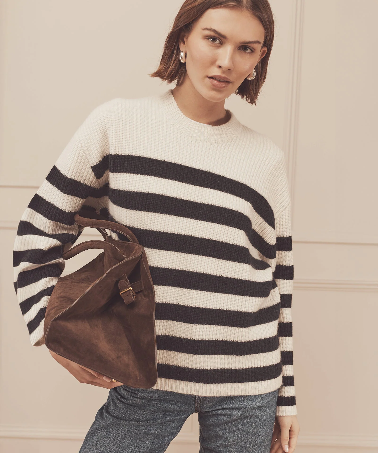 Super Luxe Cashmere Striped Crewneck - Image 9