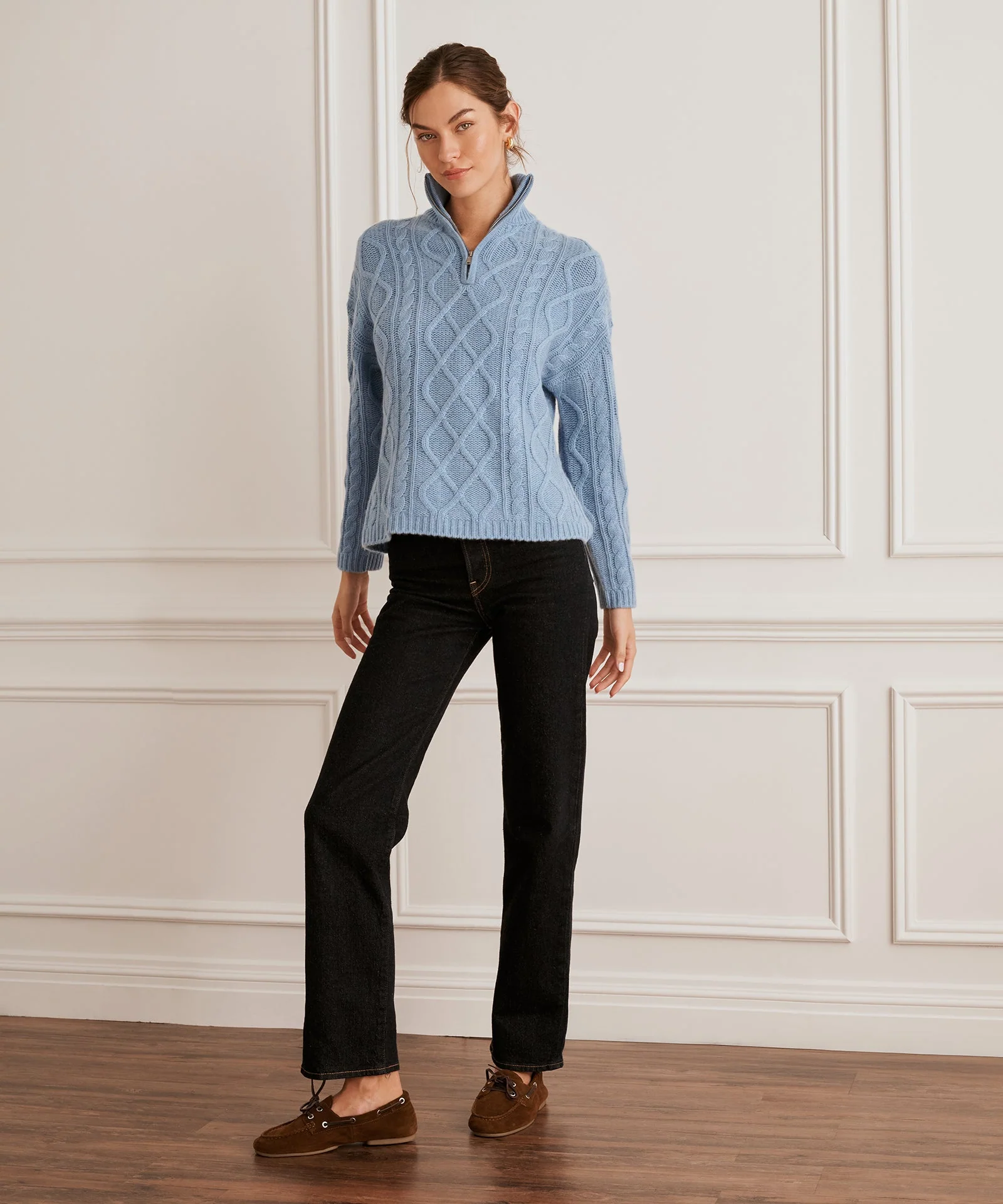 Super Luxe Cashmino Cable Quarter Zip - Image 4