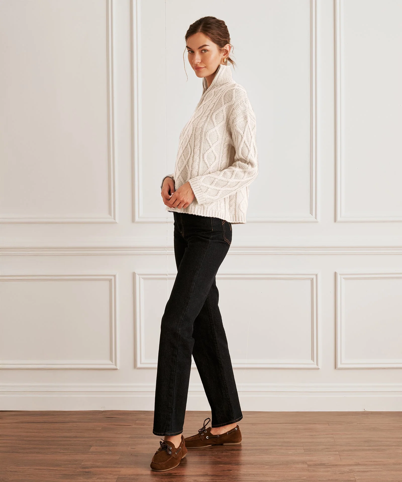 Super Luxe Cashmino Cable Quarter Zip - Image 8