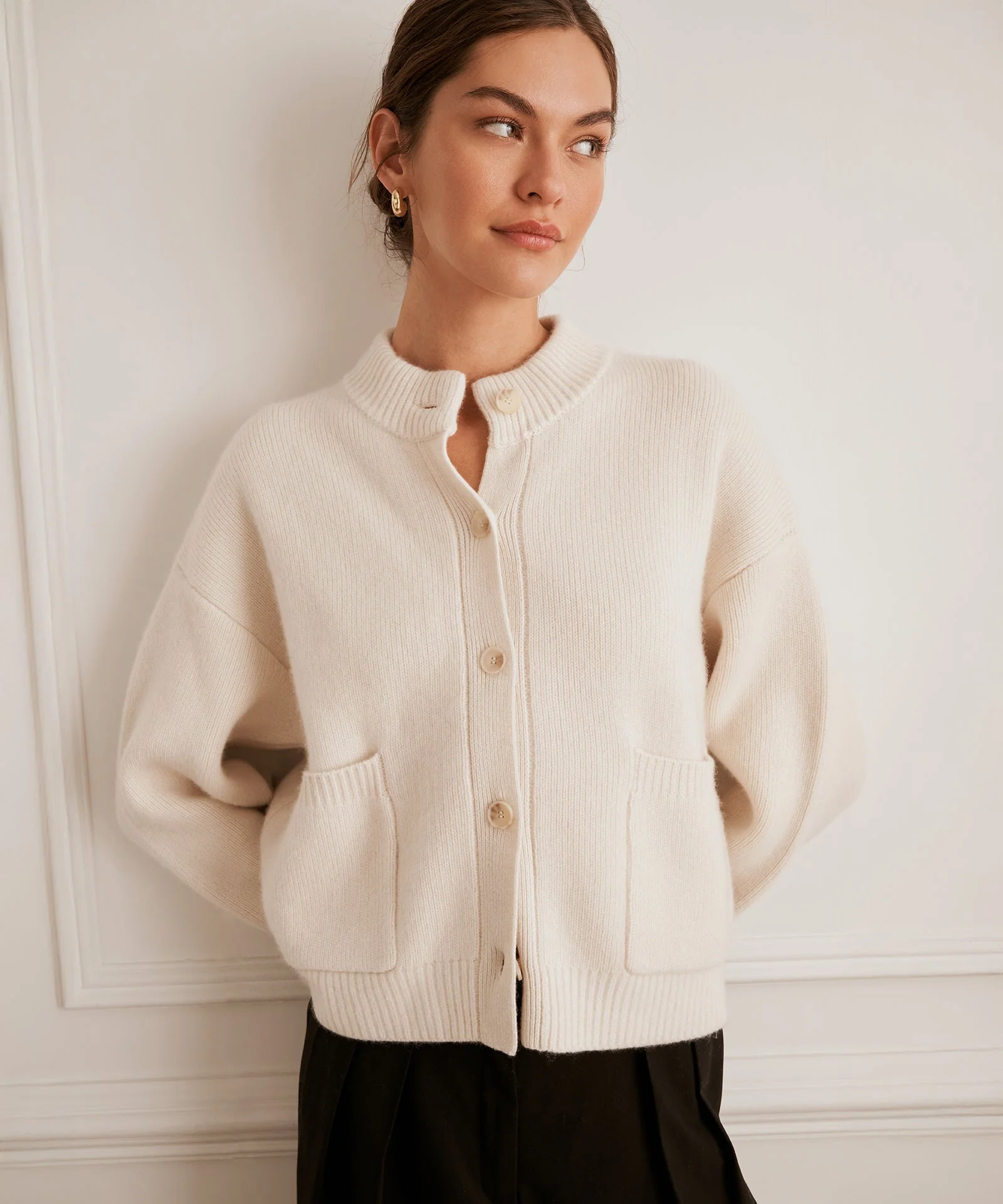 Ultra Luxe Cashmere High Neck Cardigan - Image 3