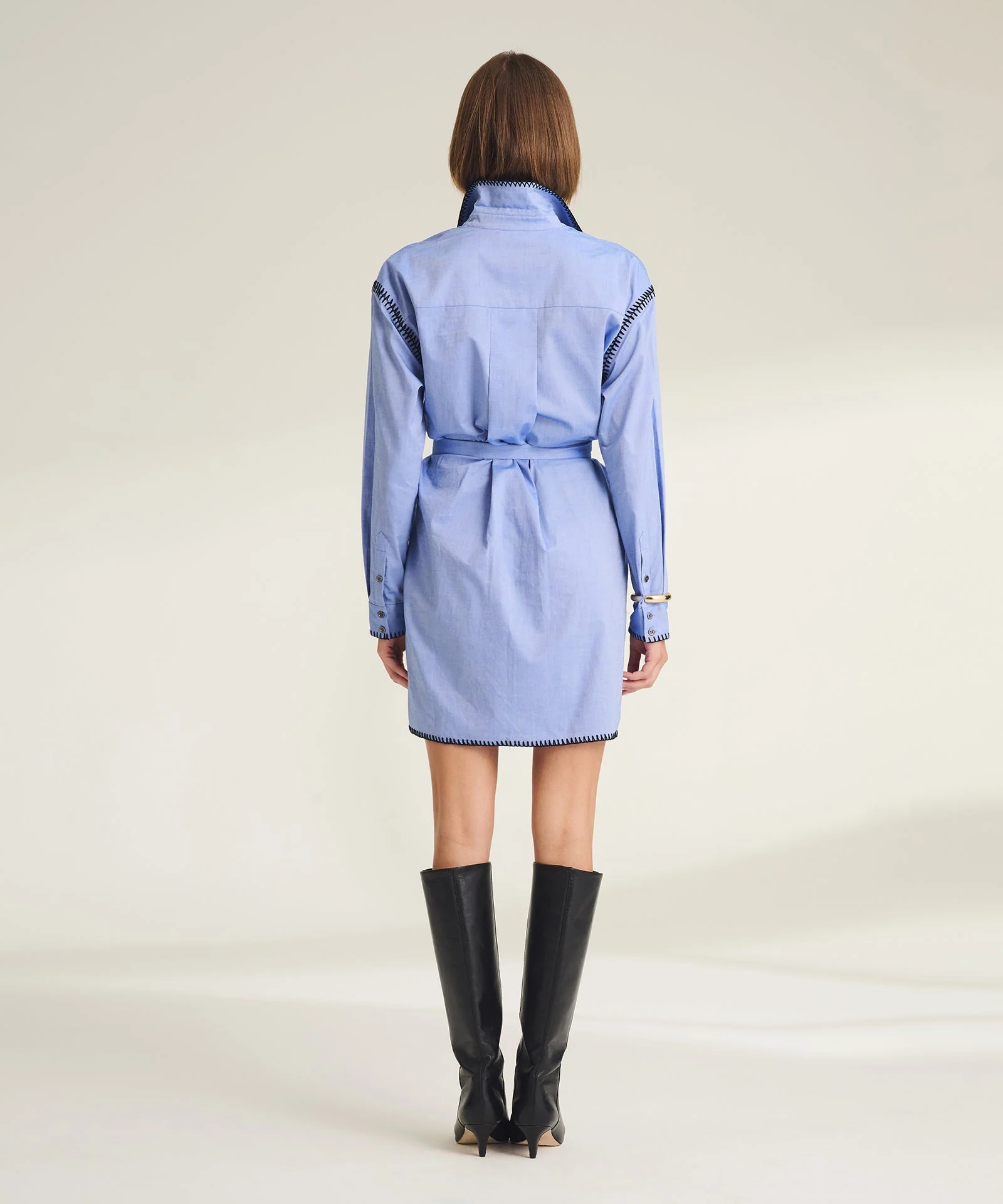Woven Button Up Dress with Embroidery Detail - Image 5